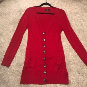 Deep red button up cardigan